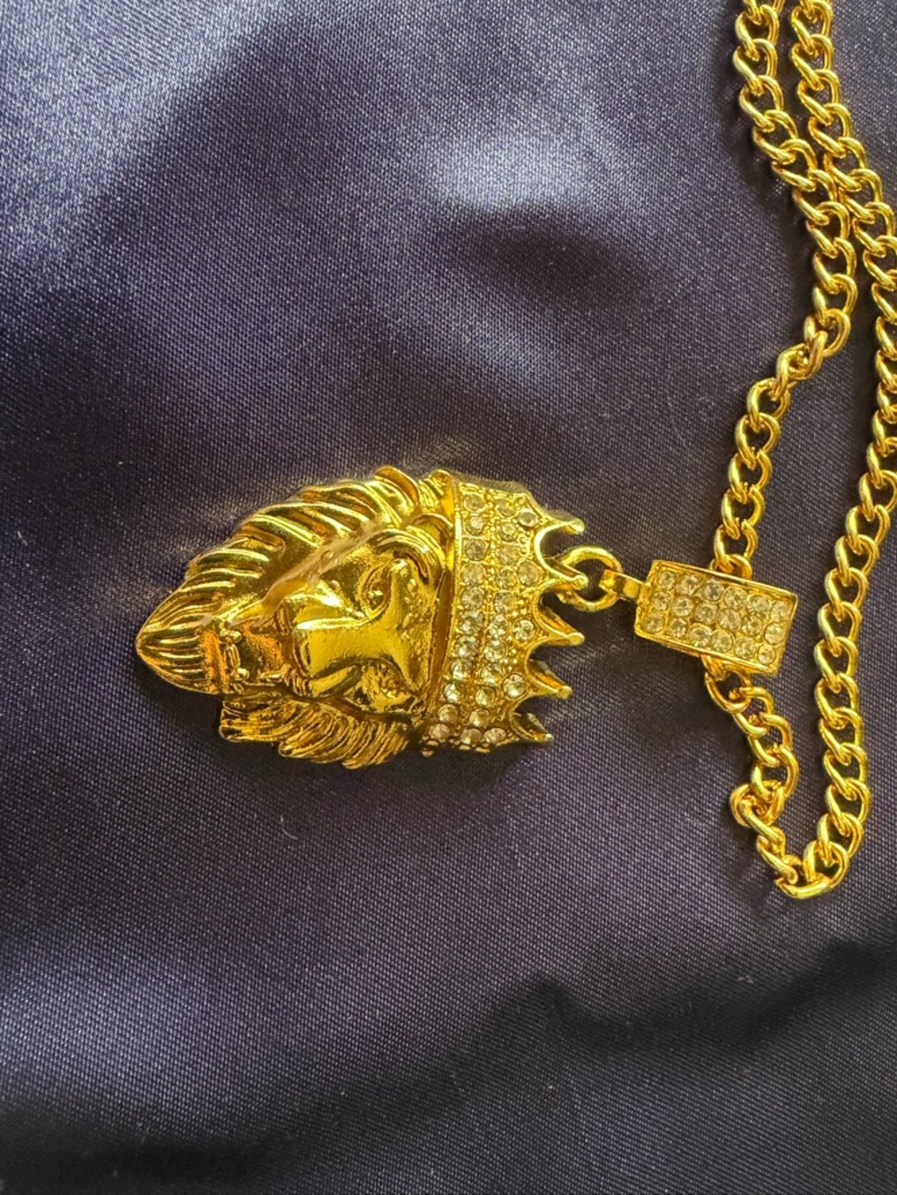 Faux Gold Lion Head Pendant Necklace - Men Accessories